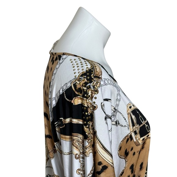 Nygard chain equestrian horse bit cowboy cowgirl chic  tunic short sleeve top - Picture 3 of 6